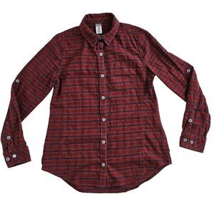 STIO Womens Small Willow Flannel Shirt Long Sleeve Button Up Front Top Plaid Red